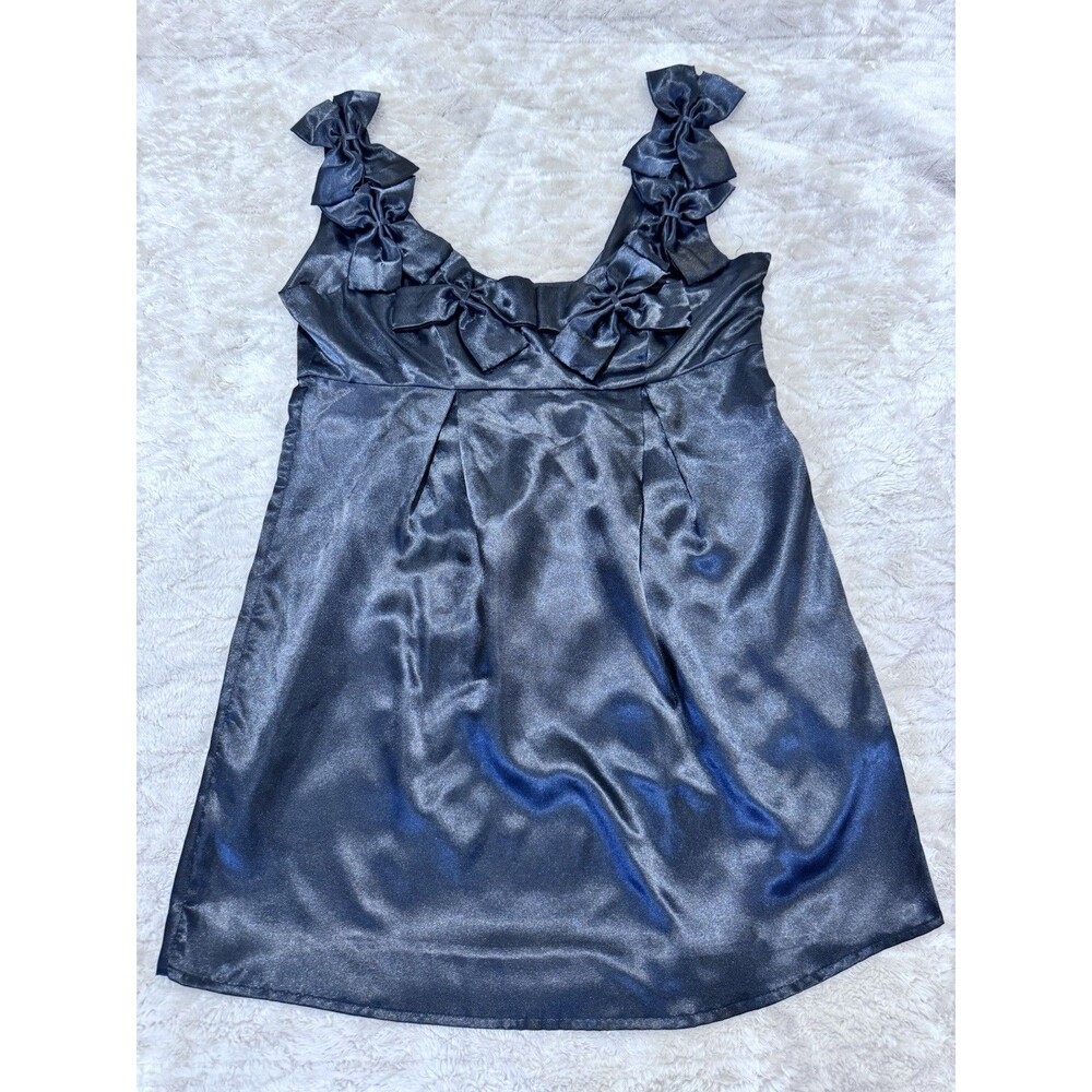 H&M Divided Dress Women XS Black Satin Bow Mini Coquette Party